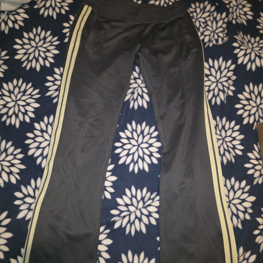 Nike Black Flare Pants with Cream Stripes